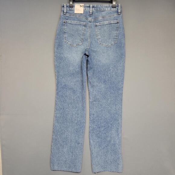 SO Jeans Womens 7/28W Blue High Rise Curvy 90s Bootcut Raw Hem Stretch Denim - Picture 15 of 16